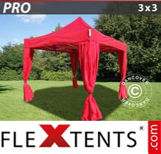 Reklamtält FleXtents PRO 3x3m Röd, inkl. 4 dekorativa gardiner